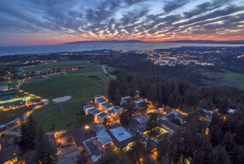 An aerial view of the beautiful UCSC campus