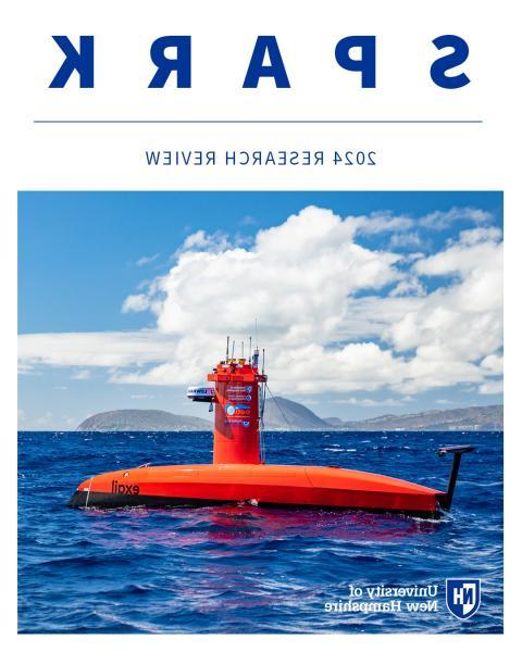 Text says Spark 2024 Research Review above image of red autonomous vessel in the ocean