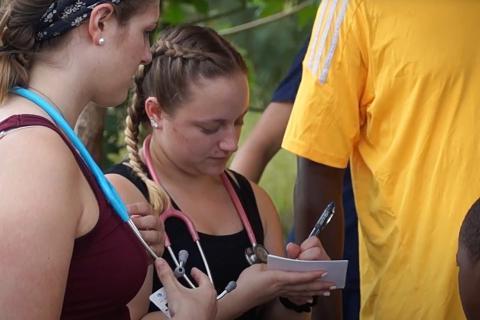 nursing students working in the community