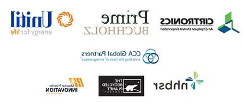 Logos of Cirtronics, Prime Buchholz, Unitil, CCA Global Partners, NH Businesses for Social Responsibility, 回收星球和UNH中心莫里斯奖