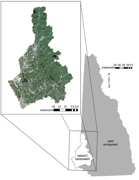 新罕布什尔州海岸流域的自然彩色陆地卫星图像