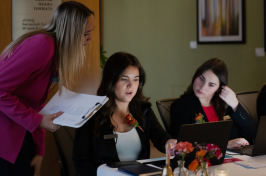 Hospitality Management students work to put on the 2023 Gourmet Dinner in Paul College's Great Hall