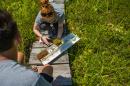 Researchers take a soil sample