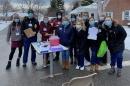 group of students outside clinic where COVID vaccines were given