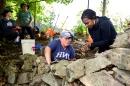 Kabria Baumgartner and Meghan Howey at the dig site of what archeologists believe is the home of King Pompey.